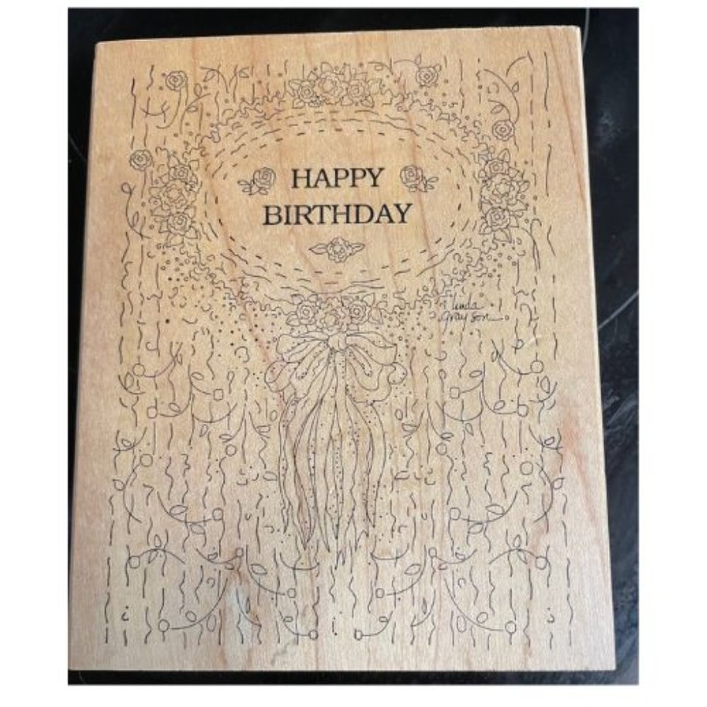 Happy Birthday Wooden Stamp Extra Large